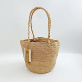Minimalist Raffia Bucket Bag, Handwoven Straw Shoulder Bag, Natural Woven Beach Vacation Handbag, Summer Resort Purse for Women,Gift for Her