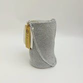 Handwoven Moon Silver Metallic Cotton Yarn Bucket Bag, Shoulder Bag, Colorful Minimalist Woven Purse, Handmade Fall Winter Bag for Women