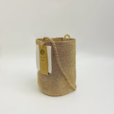 Handwoven Golden Glow Metallic Cotton Yarn Bucket Bag, Shoulder Bag, Colorful Minimalist Woven Purse, Handmade Fall Winter Bag for Women