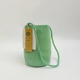 Handwoven Sage Green Metallic Cotton Yarn Bucket Bag, Shoulder Bag, Colorful Minimalist Woven Purse, Handmade Fall Winter Bag for Women