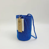 Handwoven Midnight Blue Metallic Cotton Yarn Bucket Bag, Shoulder Bag, Colorful Minimalist Woven Purse, Handmade Fall Winter Bag for Women