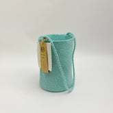 Handwoven Mint Metallic Cotton Yarn Bucket Bag, Shoulder Bag, Colorful Minimalist Woven Purse, Handmade Fall Winter Bag for Women