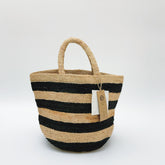 Chic Striped Raffia Tote Bag, Handmade Woven Straw Handbag for Women, Elegant Beach Bag, Summer Vacation Shoulder Bag, Gift for Her