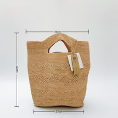 Handwoven Raffia Straw Beach Tote, Boho Coastal Summer Shoulder Bag