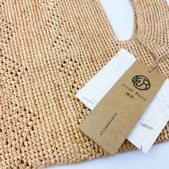 Handwoven Raffia Straw Beach Tote, Boho Coastal Summer Shoulder Bag