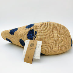 Handmade Polka Dot Raffia Tote Bag, Crochet Straw Beach Shoulder Bag