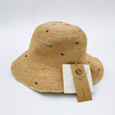 Handwoven Raffia Straw Hat, Wide Brim Sun, Foldable Boho Beach Vacation Hat