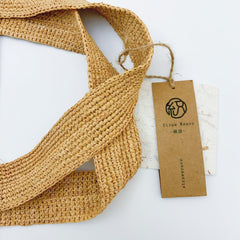 Handwoven Checkerboard Raffia Tote Bag, Natural Straw Boho Shoulder Bag