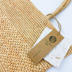 Handwoven Raffia Tote Bag, Natural Straw Beach Summer Vacation Shoulder Bag