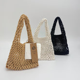 Small Handbag ,Cotton Rope Mesh Net Bag, Eco Friendly Handwoven Hollow Tote Bag, Summer Beach Bucket Bag, Boho Vacation Bag for Women
