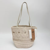 Handwoven Cotton Yarn Bucket Bag, Hollow Mesh Tote Bag, Shoulder Underarm Handbag, Woven Summer Beach Bag for Women
