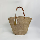 Oversized Genuine Leather Handle Raffia Tote Bag, Shoulder Bag, Handwoven Straw Handbag, Large Fall Winter Purse for Women, Gift for Her
