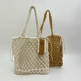 Crochet Net Bag with Tassel, Woven Beach Shoulder Bag, Hollow Mesh Tote, Summer Vacation Bag for Women, Gift for Her