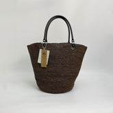 Handwoven Oversized Raffia Tote Bag, Genuine Leather Handle Shoulder Bag, Large Woven Handbag, Fall Winter Everyday Travel Purse for Women