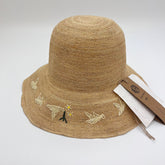 Handwoven Raffia Bird Straw Hat, Eco Friendly Bucket Hat, Minimalist Sun Hat, Beach Summer Vacation Hat for Women