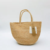 Handwoven Raffia Tote Bag, Natural Straw Beach Summer Vacation Shoulder Bag
