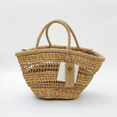 Handwoven French Straw Basket Bag, Hollow Woven Handbag, Boho Summer Beach Tote