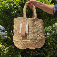 Handwoven Raffia Tote Bag, Large Straw Beach Bag, Boho Summer Vacation