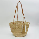 Raffia Crochet Woven Tote Bag, Handwoven Straw Shoulder Handbag, Japanese Minimalist Beach Vacation Bag, Summer Bag for Women, Gift for Her