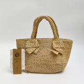 Raffia Bow Handbag, Handwoven Straw Small Tote Bag, Mini Beach Summer Bag, Boho Vacation Shoulder Purse for Women, Gift for Her