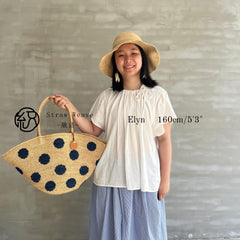 Handmade Polka Dot Raffia Tote Bag, Crochet Straw Beach Shoulder Bag