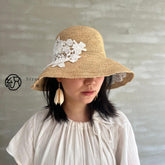 Handwoven Raffia Lace Straw Hat, Eco Friendly Crochet Sun Hat, Wide Brim Foldable Beach Hat, Embroidered Summer Vacation Hat for Women