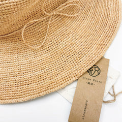 Handwoven Raffia Polka Dot Sun Hat, Wide Brim Boho Beach Vacation Hat