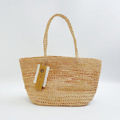 Handwoven Raffia Hollow Tote Bag, Straw Shoulder Handbag, Minimalist Woven Beach Vacation Purse for Women, Summer Resort Bag, Gift for Her