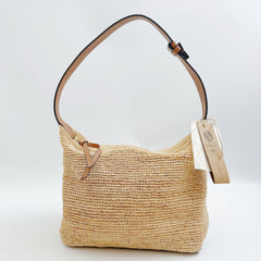 Raffia Crochet Shoulder Bag, Handwoven Straw Underarm Tote, Large Commuter Woven Handbag, Minimalist Summer Purse for Women, Gift for Her