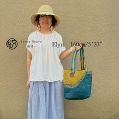 Vintage Blue Raffia Tote Bag, Handwoven Straw Handbag, French Style Beach Vacation Purse, Summer Woven Shoulder Bag for Women, Gift for Her