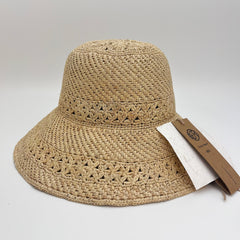 Raffia Hollow Bucket Hat, Eco Friendly Handwoven Straw Hat, Wide Brim Sun Hat, Beach Summer Vacation Hat for Women