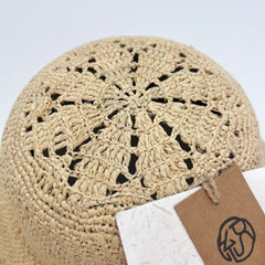 Raffia Hollow Bucket Hat, Eco Friendly Handwoven Straw Hat, Wide Brim Sun Hat, Beach Summer Vacation Hat for Women
