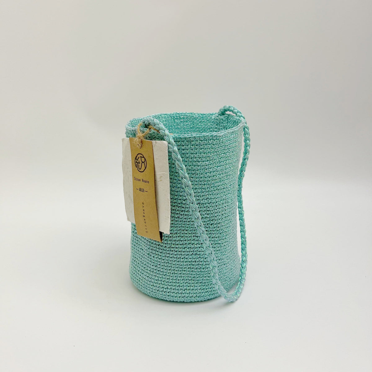 Handwoven Mint Metallic Cotton Yarn Bucket Bag, Shoulder Bag, Colorful Minimalist Woven Purse, Handmade Fall Winter Bag for Women