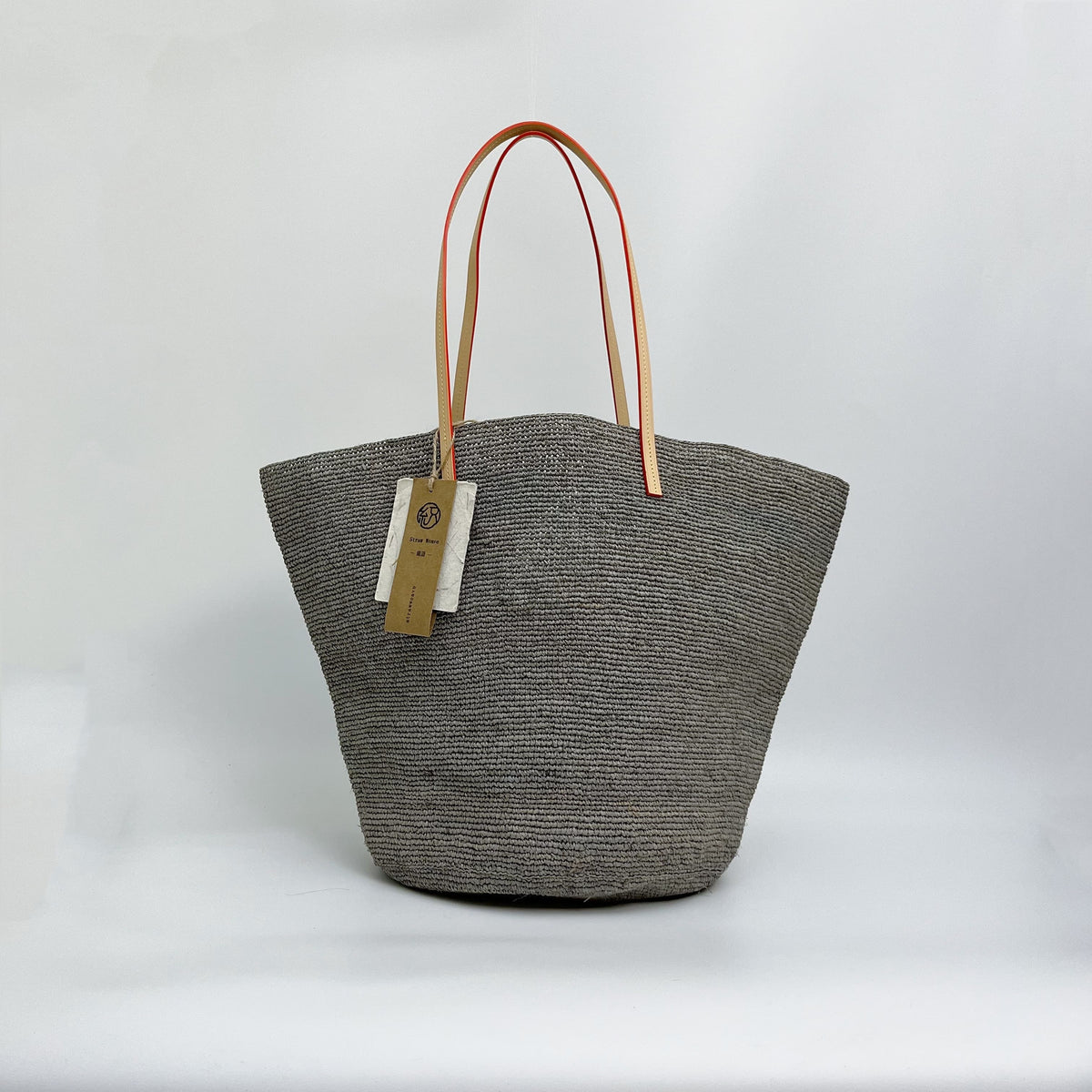 Oversized Raffia Tote Bag, Genuine Leather Handle Shoulder Bag, Handwoven Straw Handbag, Large Fall Winter Purse for Women, Gift for Her