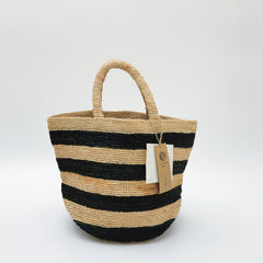 Chic Striped Raffia Tote Bag, Handmade Woven Straw Handbag for Women, Elegant Beach Bag, Summer Vacation Shoulder Bag, Gift for Her