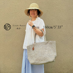 Oversized Colorful Raffia Tote Bag, Handwoven Straw Handbag, Large Capacity Beach Vacation Travel Bag, French Style Commuter Purse