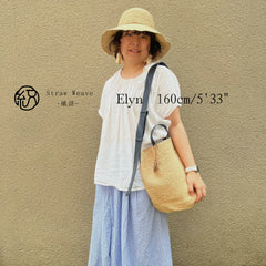 Raffia Bucket Bag with Genuine Leather Strap, Handwoven Straw Crossbody Bag, Crochet Shoulder Purse, Summer Vacation Beach Bag for Women