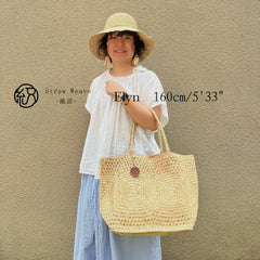 Oversized Raffia Shoulder Bag, Handwoven Straw Tote, Large Hollow Crochet Handbag, Minimalist Summer Beach Vacation Bag for Women, Gift