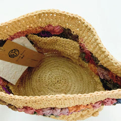 Colorful Floral Raffia Bucket Bag, French Style Handmade Crochet Shoulder Tote for Women, Summer Beach Bag, Vacation Straw Handbag, Gift for Her