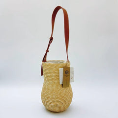 Curved Straw Woven Shoulder Bag, Handmade Raffia Handbag for Women, Sculptural Summer Beach Bag, Vacation Tote, Chic Versatile Bag, Gift for Her