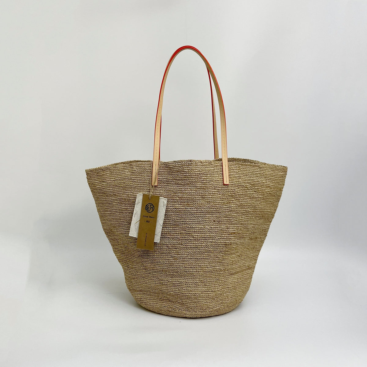 Oversized Genuine Leather Handle Raffia Tote Bag, Shoulder Bag, Handwoven Straw Handbag, Large Fall Winter Purse for Women, Gift for Her