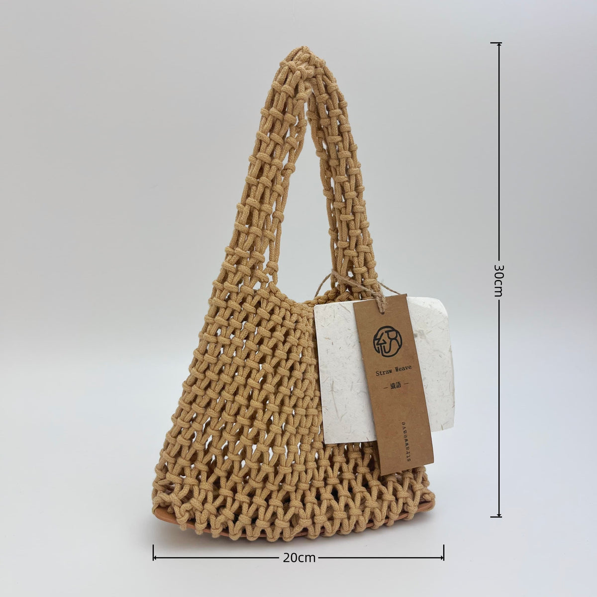 Small Handbag ,Cotton Rope Mesh Net Bag, Eco Friendly Handwoven Hollow Tote Bag,  Summer Beach Bucket Bag, Boho Vacation Bag for Women