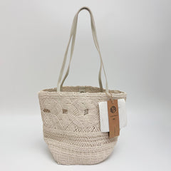 Handwoven Cotton Yarn Bucket Bag, Hollow Mesh Tote Bag, Shoulder Underarm Handbag, Woven Summer Beach Bag for Women