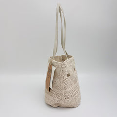 Handwoven Cotton Yarn Bucket Bag, Hollow Mesh Tote Bag, Shoulder Underarm Handbag, Woven Summer Beach Bag for Women
