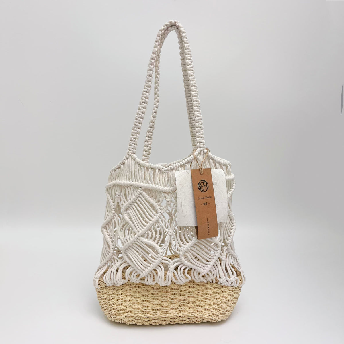Large Cotton Yarn Woven Bag, Handwoven Mesh Shoulder Bag, Hollow Knit Beach Tote Bag, Summer Vacation Bag, Gift for Her