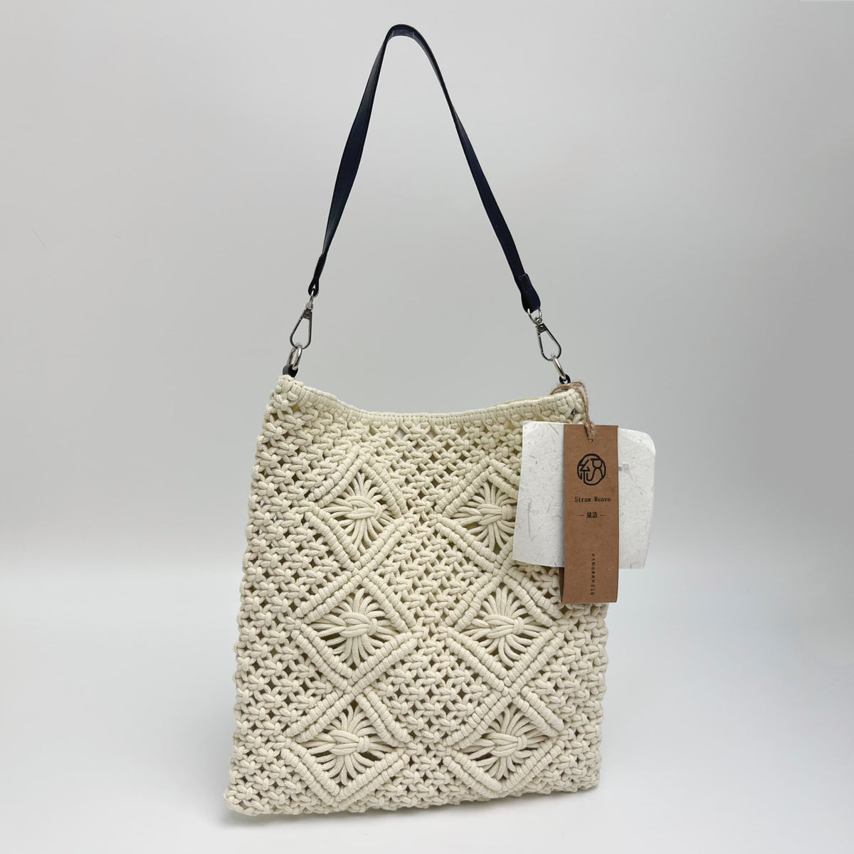 Cotton Rope Woven Crossbody Bag, Handwoven Knit Handbag, Shoulder Strap Tote Bag, Casual Summer Vacation Bag, Gift for Her