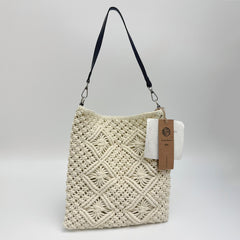 Cotton Rope Woven Crossbody Bag, Handwoven Knit Handbag, Shoulder Strap Tote Bag, Casual Summer Vacation Bag, Gift for Her