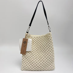 Cotton Rope Woven Crossbody Bag, Handwoven Knit Handbag, Shoulder Strap Tote Bag, Casual Summer Vacation Bag, Gift for Her