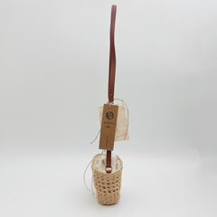 Small Straw Bucket Crossbody Bag, Handwoven Hollow Paper Woven Shoulder Bag, Cute Summer Beach Vacation Bag, Gift for Her