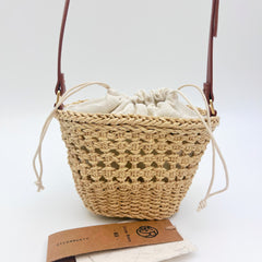 Small Straw Bucket Crossbody Bag, Handwoven Hollow Paper Woven Shoulder Bag, Cute Summer Beach Vacation Bag, Gift for Her